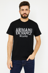 A-X BLACK MILANO LOGO ROUND NECK T-SHIRT
